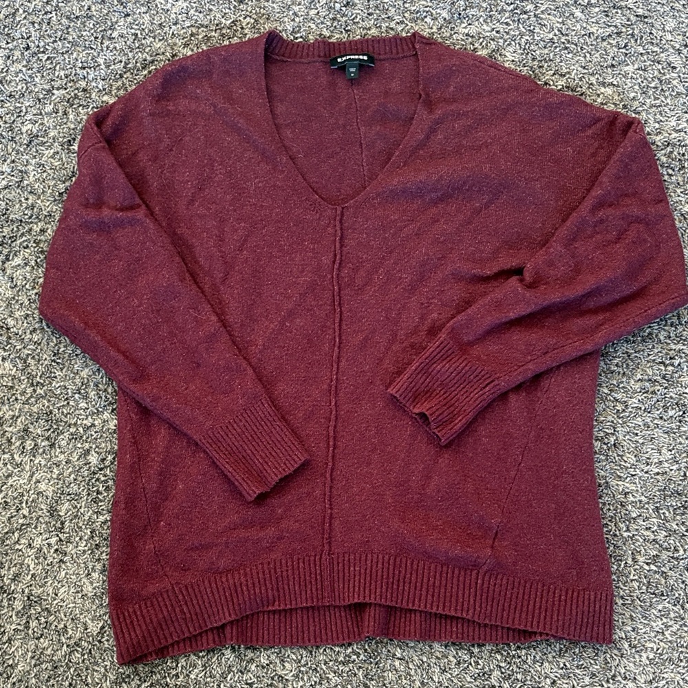 Express Burgendy Knit Sweater